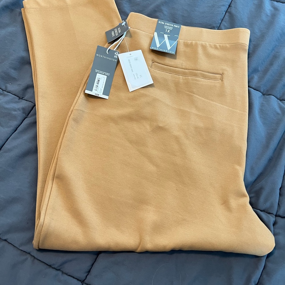 Worthington ultra Stretch Ponte legging high-rise Tobacco Brown 1X. Dressy